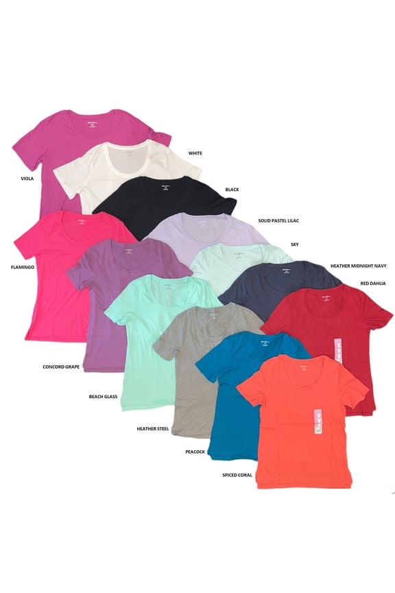 Ladies Scoop-Neck Short Sleeve Cotton Blend Tee w/ Side Slits (Concord Grape, S)