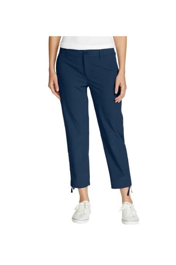 Capri Pants for Women with Side Zipprer Cargo Pocket - Women's Hiking Pants with Belt Loop - Ripstop Capri Blue, 12