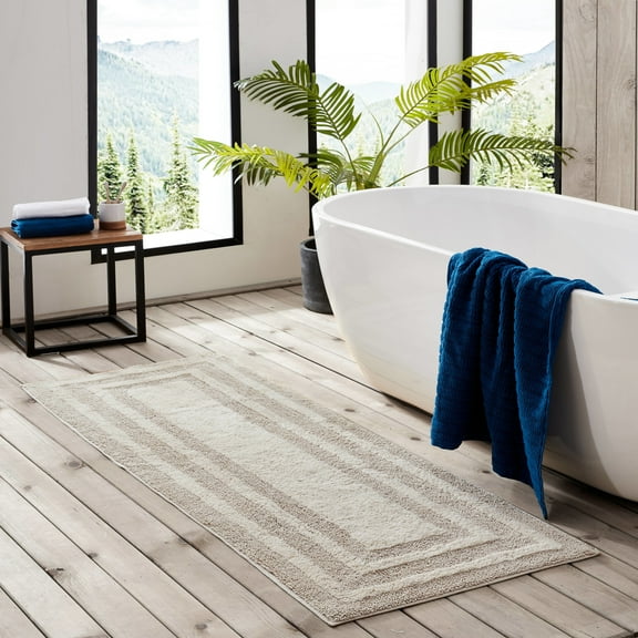 Eddie Bauer Logan Parchment Bath Runner Rug