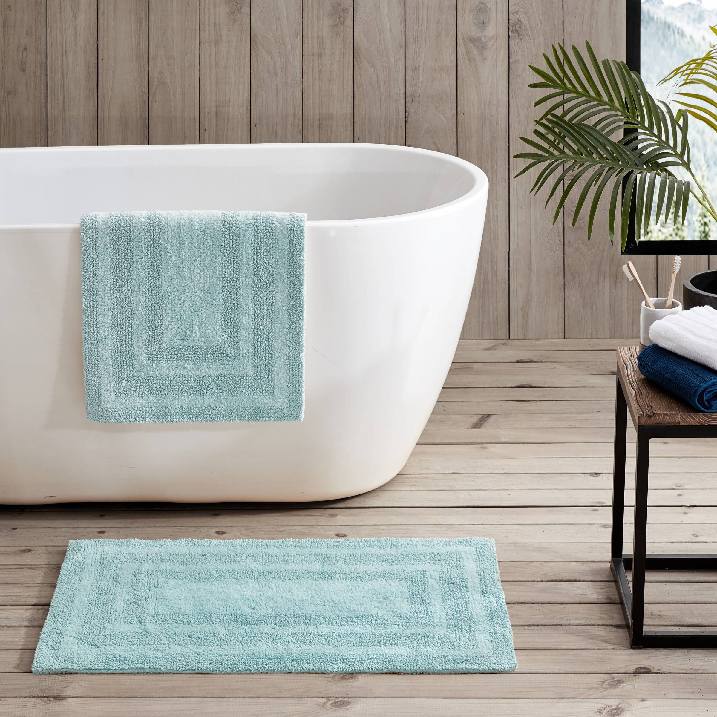 Resort Collection Plush Shag Chenille 2-Piece Bath Mat Set - Aqua