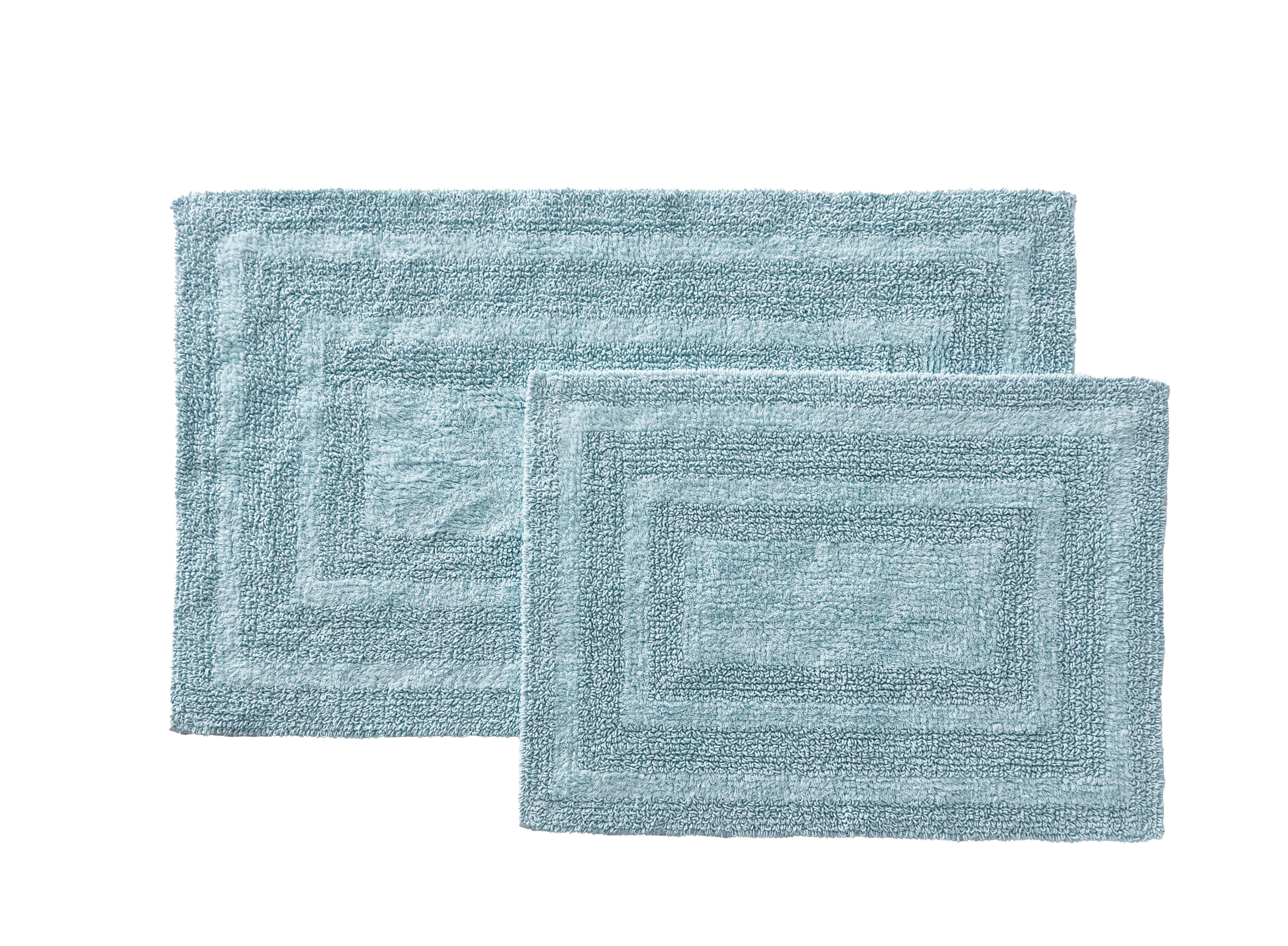 Logan Sea Blue Cotton 2-Piece Machine-Washable Bath Rug Set
