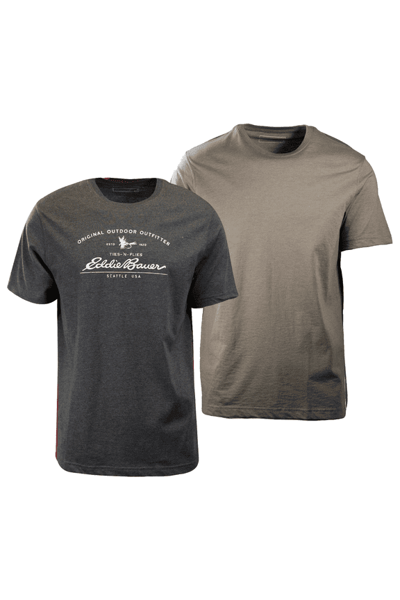 Men's 2 Pack Dark Grey Graphic & Sage Green Crew S/S T-Shirt (S02)