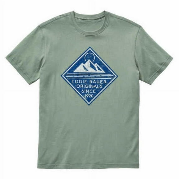 Eddie Bauer Men's 2 Pack Graphic and Crew T-Shirts (Green/Gray, Small)