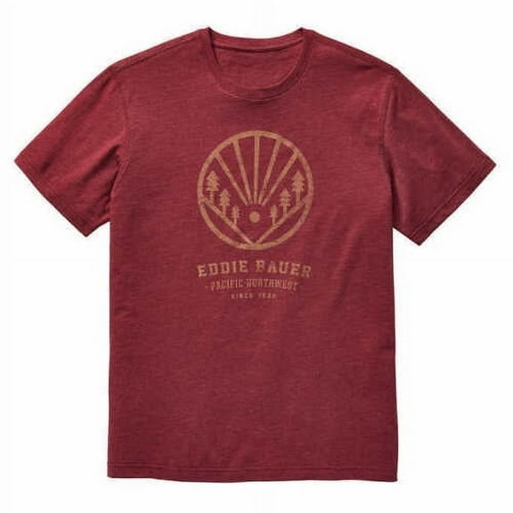 Eddie Bauer Men's 2 Pack Graphic and Crew T-Shirts (Red/Blue, Small)
