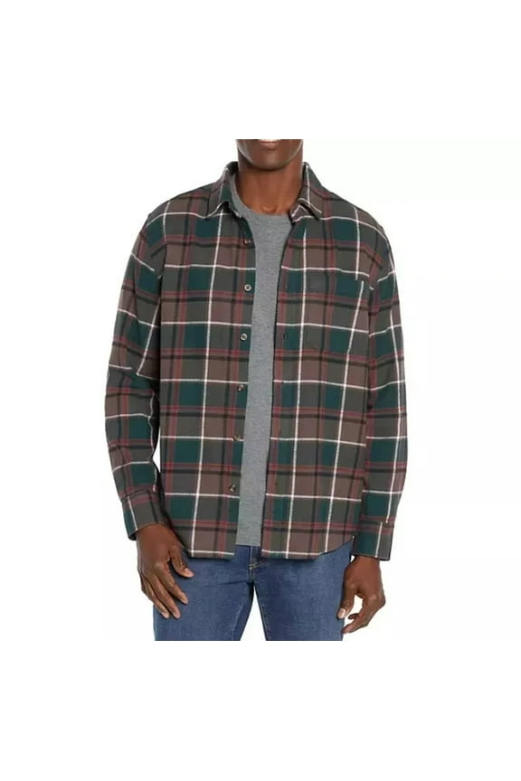 Men's Bristol Flannel Shirt Size L Mocha Overland Plaid