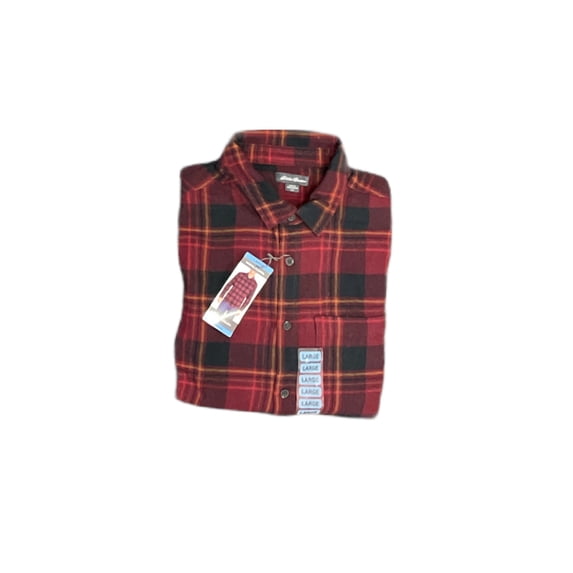 Eddie Bauer Men's Bristol Plaid Button Up Flannel Shirt (Dark Berry, L)