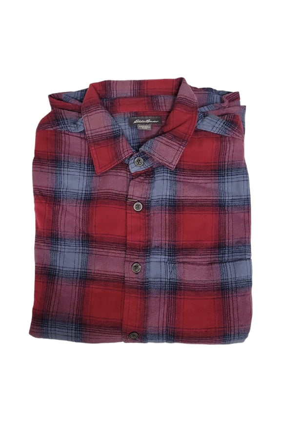 Men's Bristol Plaid Button Up Flannel Shirt (Rosewood Ombre, L)