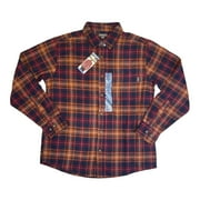 Eddie Bauer Mens Button Down Long Sleeve Cotton Bristol Flannel Cognac Plaid, S