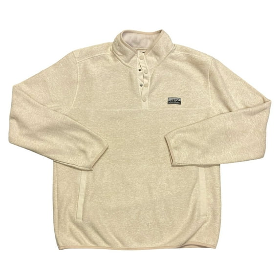 Eddie Bauer Men's Classic Fit Long Sleeve Knit Fleece Sweater (Heather Oatmeal, XL)