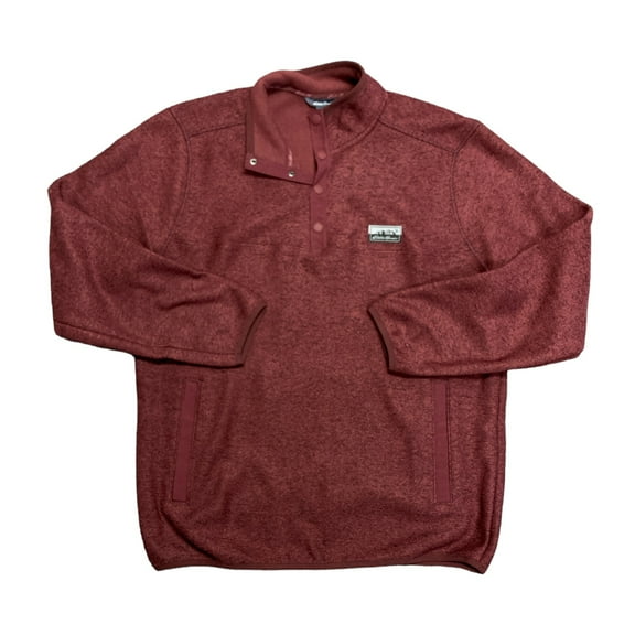 Eddie Bauer Men's Classic Fit Long Sleeve Knit Fleece Sweater (Heather Tawny Port, S)