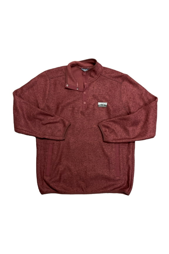 Men's Classic Fit Long Sleeve Knit Fleece Sweater (Heather Tawny Port, S)