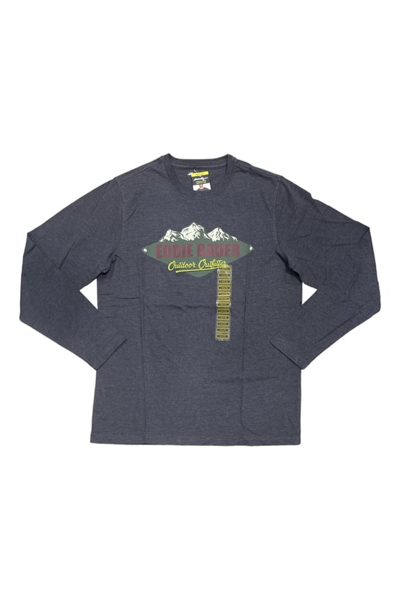 Men's Crewneck Graphic Print Long Sleeve T-Shirt (Asphalt Ridge, S)