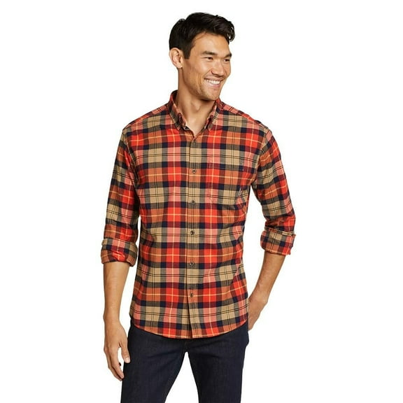 Eddie Bauer Men's Flannel Classic Fit Shirt Plaid Red S New