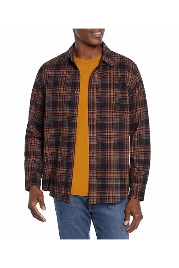 Men's Flannel Shirt (Night Sky Ohio Plaid, Small)