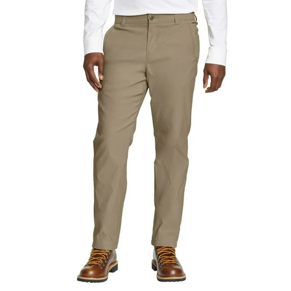 Eddie Bauer Men’s Fleece Lined Pants – Water Resistant, Lightweight Stretch Fabric, Zipper Pockets (Tan, 32Wx32L)