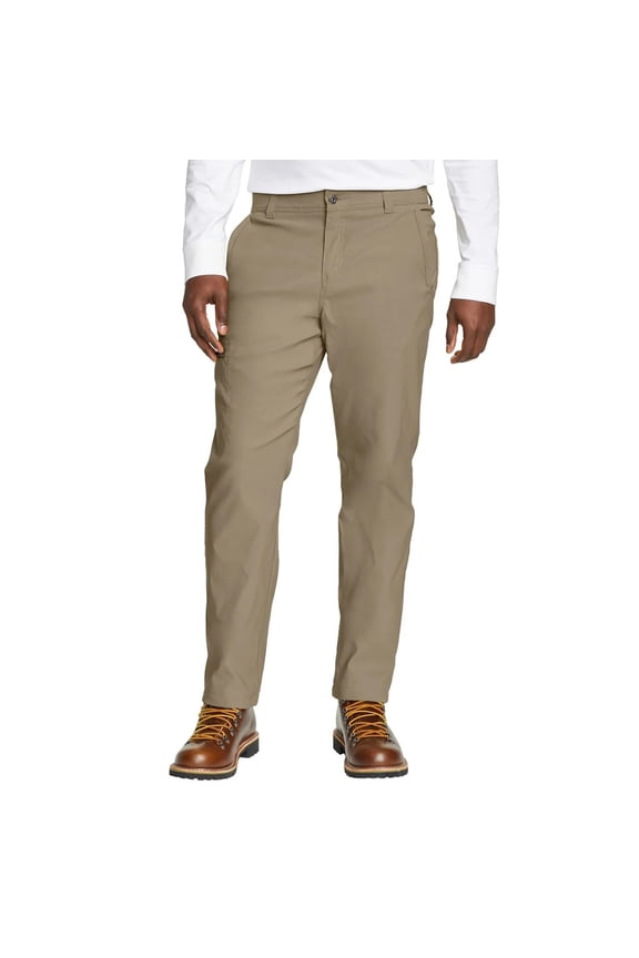 Men’s Fleece Lined Pants – Water Resistant, Lightweight Stretch Fabric, Zipper Pockets (Tan/38W x 29L)