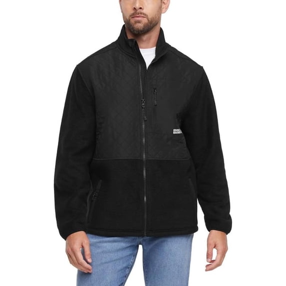 Eddie Bauer Men’s Lightweight Mixed Media Fleece Jacket, Full Zip (BLACK/SMALL)