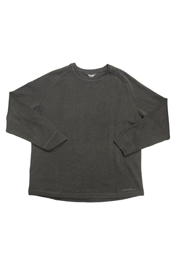 Men's Long Sleeve Crew Neck Double Knit Sweater (Black, S)