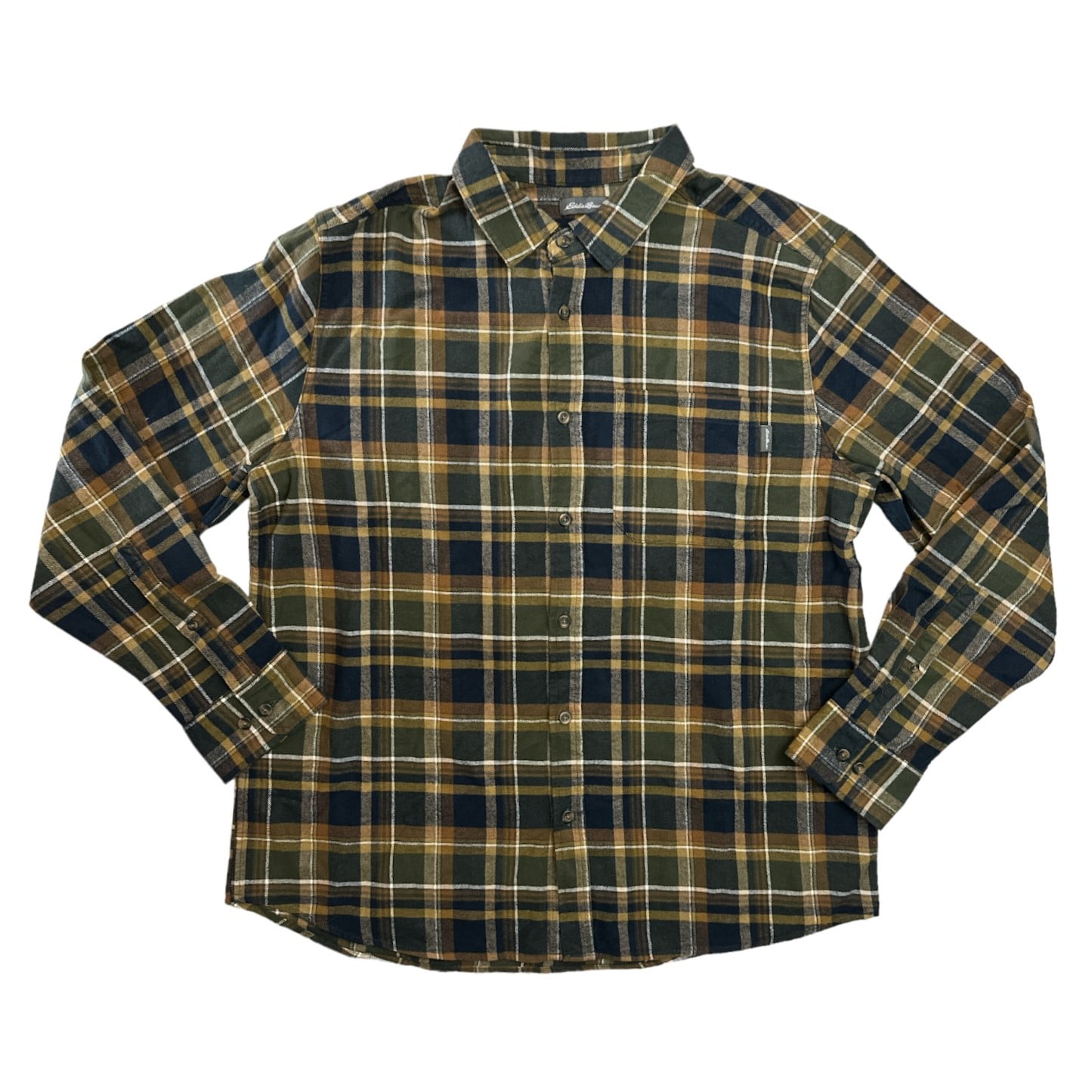 Eddie Bauer XL Men s Button Down Flannel Shirt Long Sleeve Rosin Loden Plaid Walmart