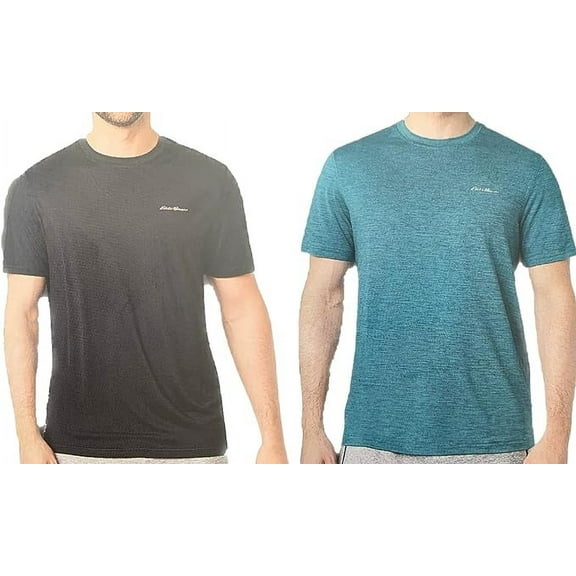 Eddie Bauer Men's Motion Tee T Shirts, 2 Pack (Black/Green, XX-Large)