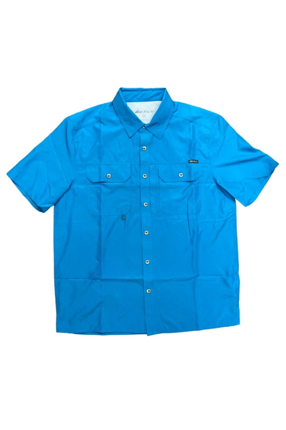 Men's Short Sleeve Moisture Wicking Woven Tech Shirt (Blue Danube, S)