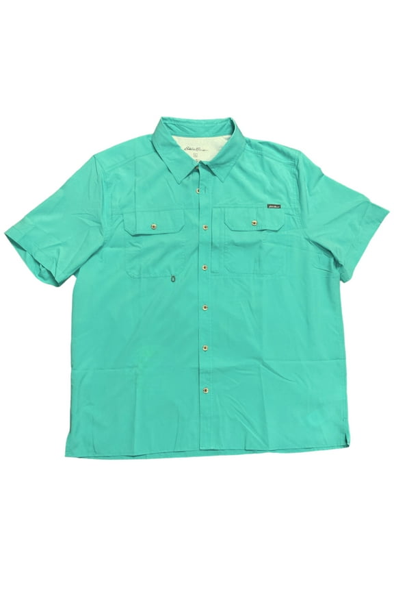 Men's Short Sleeve Moisture Wicking Woven Tech Shirt (Starling Turquoise, M)