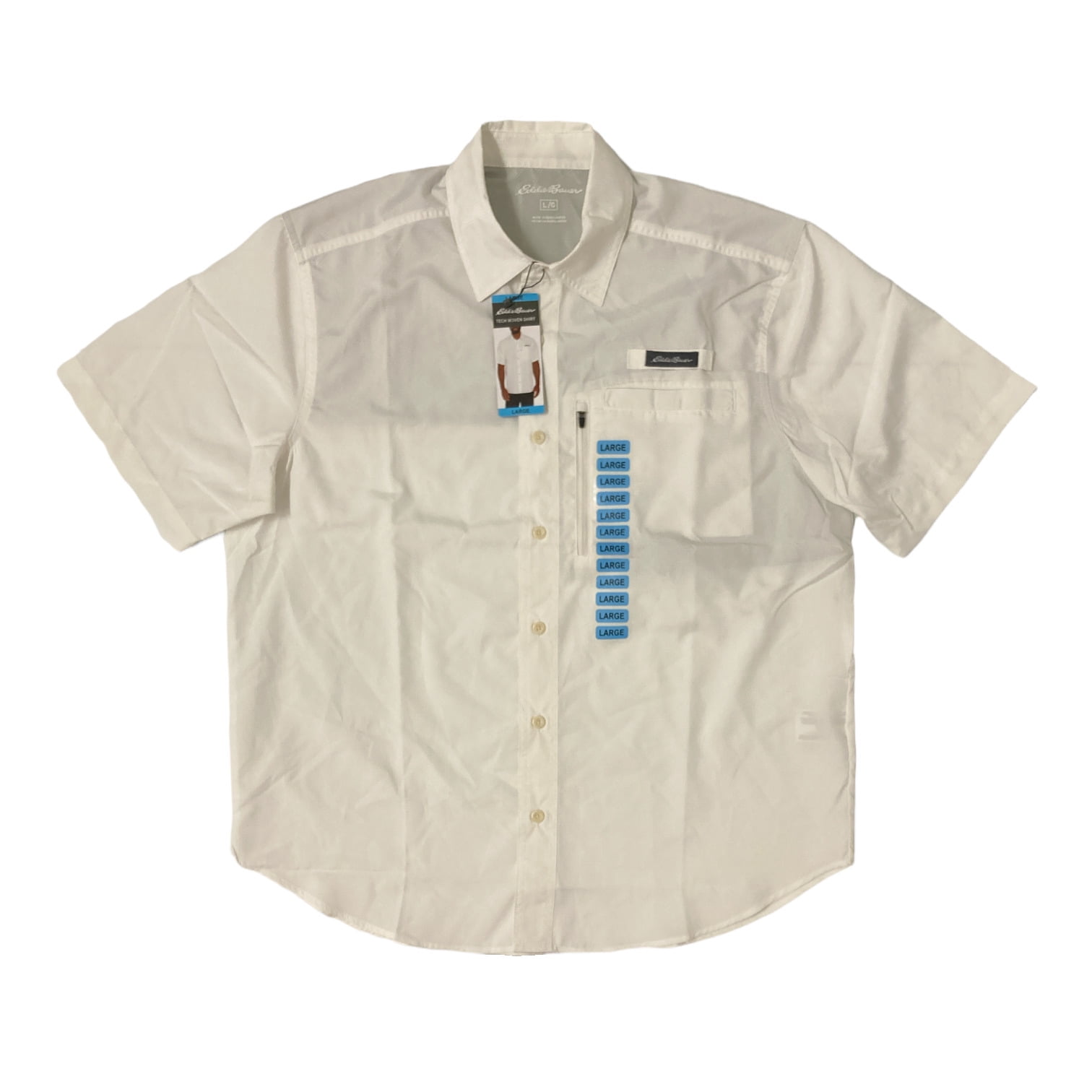Eddie Bauer Men's Short Sleeve Woven Classic Fit Tech Shirt (Duck Green,  XXL)