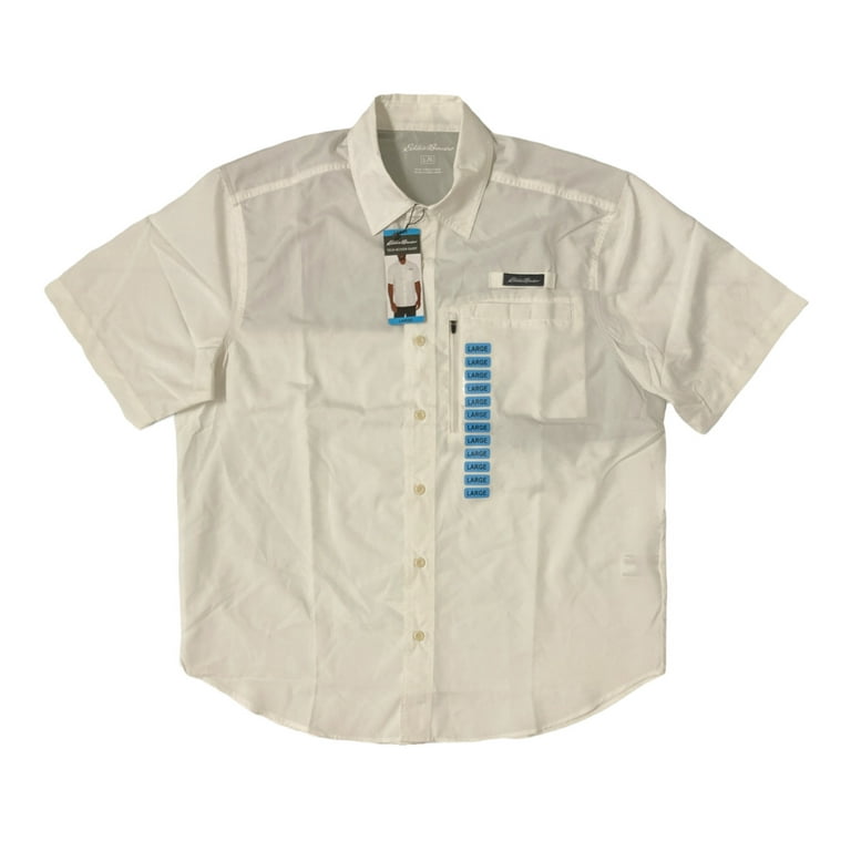 Eddie Bauer Men's Short Sleeve Woven Classic Fit Tech Shirt (Bright White,  XL) 