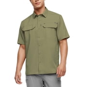 Eddie Bauer Mens Short Sleeve Woven Tech Shirt US, Alpha, Large, Regular, Regular, Green