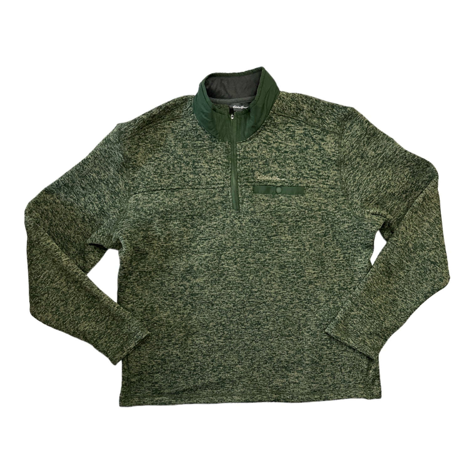 Eddie Bauer Men's Snap Button Chest Pocket 1/4 Zip Sweater Fleece