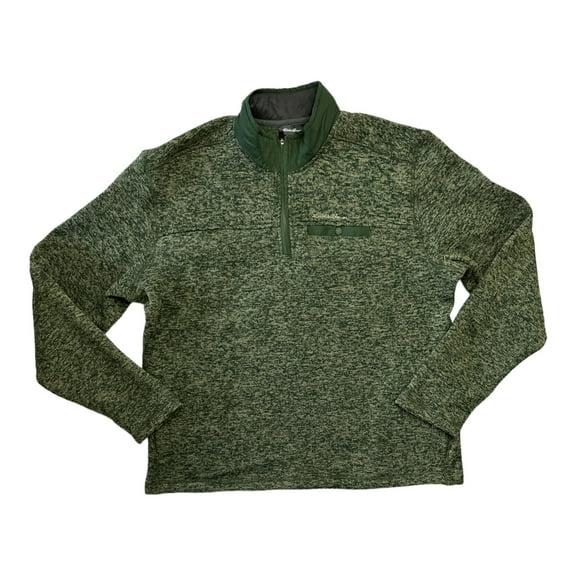 Eddie Bauer Men's Snap Button Chest Pocket 1/4 Zip Sweater Fleece Pullover (Palm Heather, XXL)