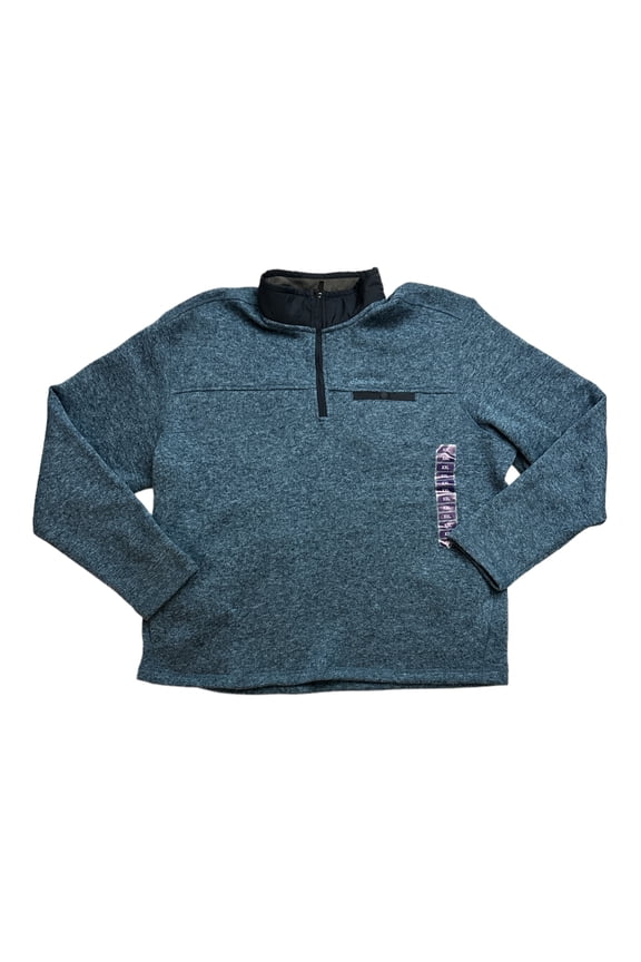 Men's Snap Button Chest Pocket 1/4 Zip Sweater Fleece Pullover (Twilight Heather, S)