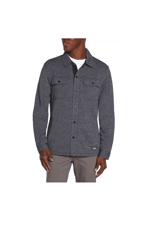 Men's Sweater Fleece Shirt Jacket Small Dark Grey