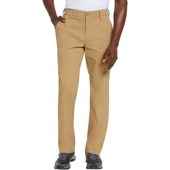 Eddie Bauer Men's Tech Chino Pant – Lightweight Water-Resistant Stretch, Active Fit Casual Outdoor Hiking Travel Pants (Khaki, 40Wx30L)