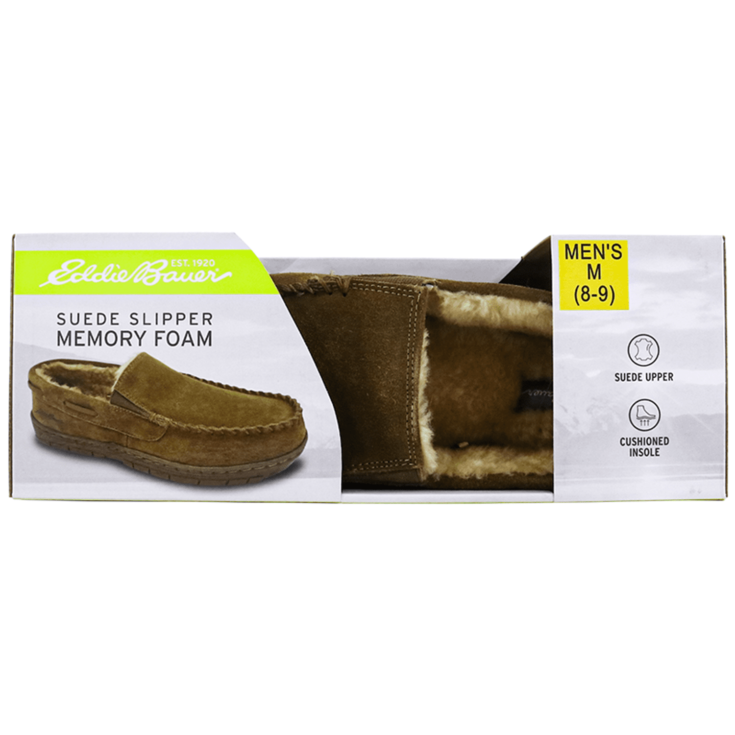 Eddie Bauer Men s West Haven Suede Memory Foam Slipper Tan