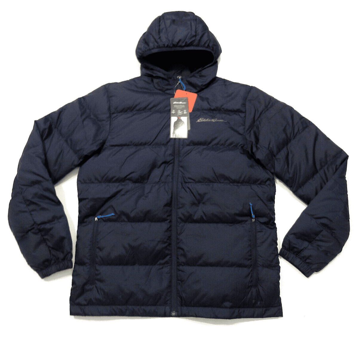 Eddie Bauer Men's Wide Channel Hooded Down Jacket (Navy, Medium
