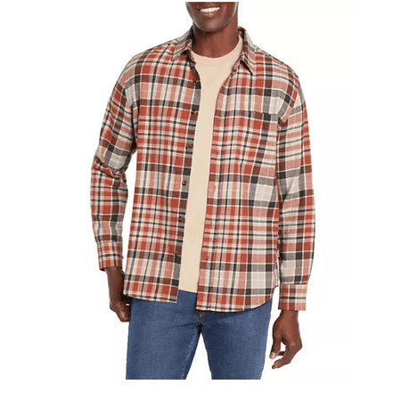 Eddie Bauer Men's X-Large Clay Como Plaid Flannel Shirt