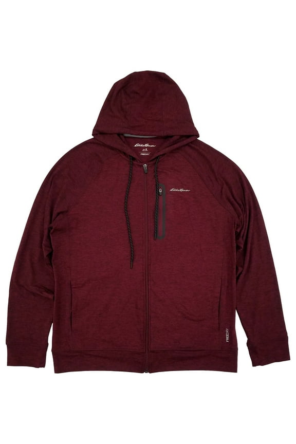 Mens Burgundy Heather Resolution Tech Full Zip Hoodie Sweatshirt L