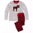thumbnail image 1 of Eddie Bauer Mens' Holiday Family Sleep Set-Red/Black/Gray Buffalo Check Moose Logo Size Medium, 1 of 5
