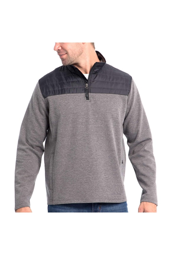 Mens Mixed Media Zip Pullover, Variety XL, Charcoal Heather