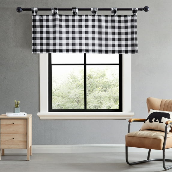 Eddie Bauer Mountain Plaid Black 50x20 Tab Top Valance