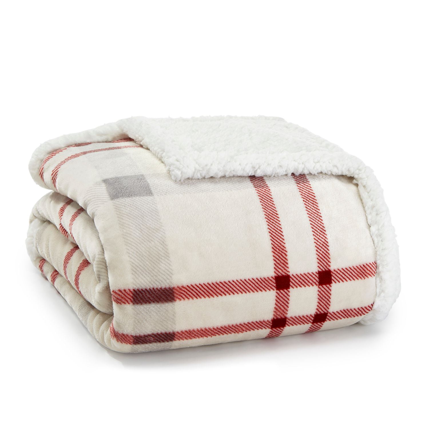 50"x60" Plaid Reversible Sherpa Fleece Throw Blanket