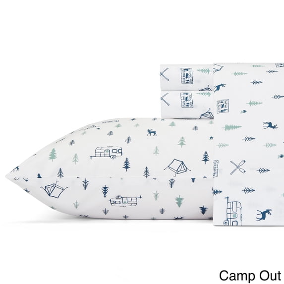 Eddie Bauer Outdoor Print Percale Sheet Set Color: Camping Size: FULL SET