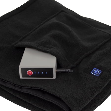 Eddie Bauer On-the-Go, Rechargeable Battery Powered Throw, Reversible Fleece & Water Repellent Nylon, 3 Heat Settings