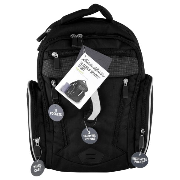Eddie Bauer Places & Spaces Sporty Backpack Diaper Bag in Black
