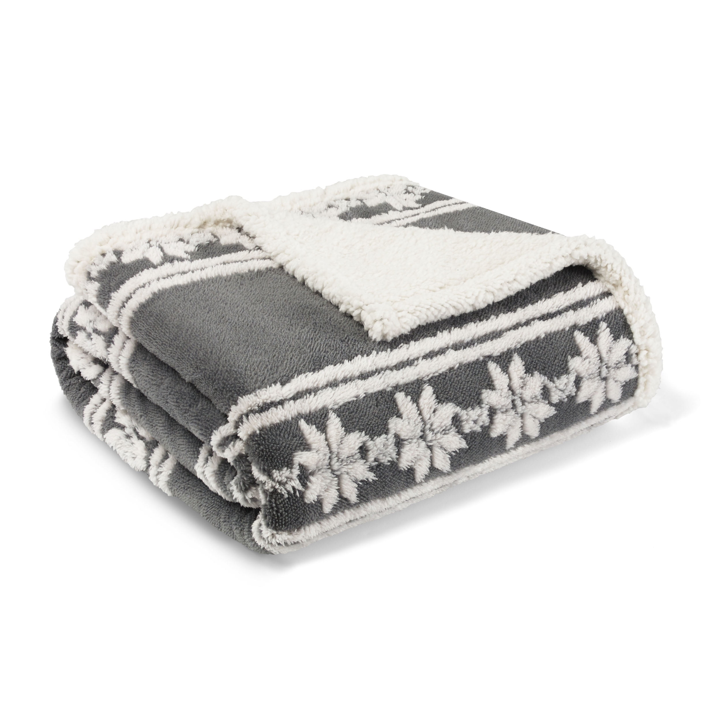 Eddie Bauer Snowflake Fair Isle Sherpa Throw