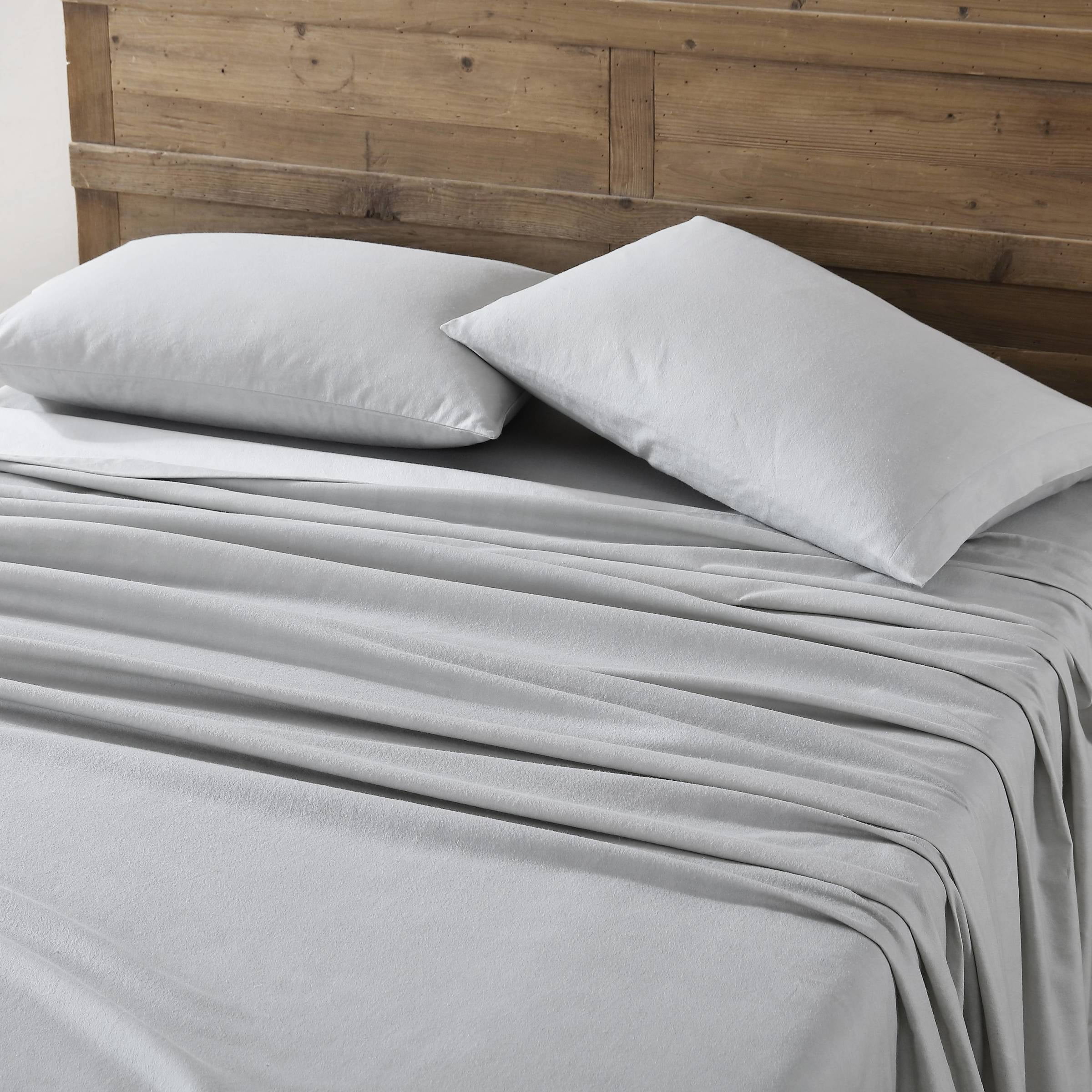 Eddie Bauer Solid Grey Cotton Flannel Twin Sheet Set