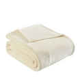 thumbnail image 1 of Eddie Bauer Solid Ivory Soft Plush Blanket Color: White Size: TWIN, 1 of 4