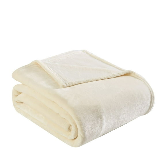 Eddie Bauer Solid Ivory Soft Plush Blanket Color: White Size: TWIN