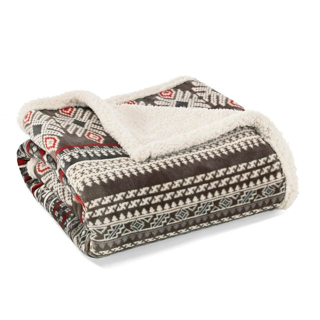 Eddie Bauer Sycamore Brown Knit Throw Blanket, 60" X 50"
